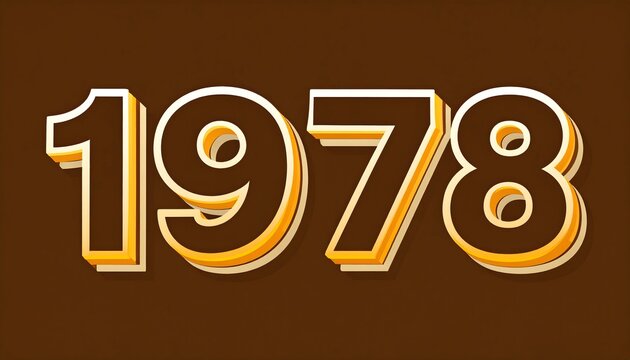 N&uacute;meros 1978 dorados y blancos con estilo retro sobre fondo marr&oacute;n