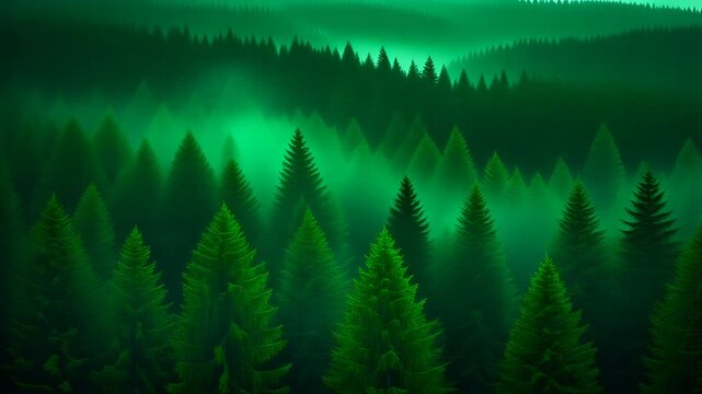 針葉樹の森を押し渡る強風 シームレスループ動画背景 16:9 4K