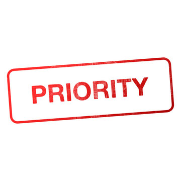 red priority text on rectangle stamp illustration element