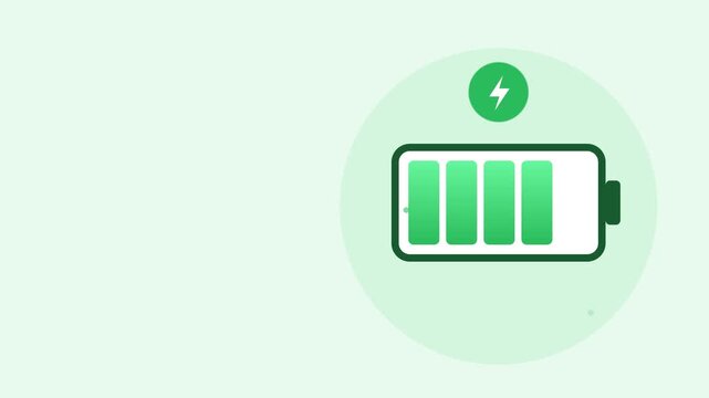 Green battery charging icon with a lightning bolt symbol for mobile phone energy power status