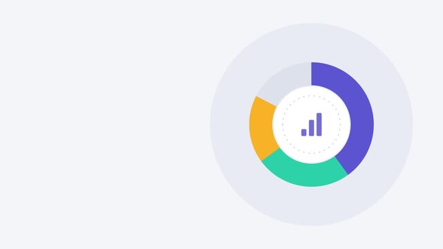 Minimal circular progress bar icon with a bar chart symbol for business data analysis