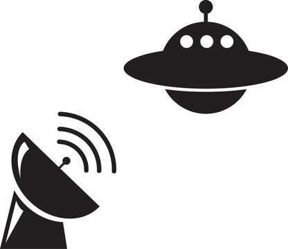 UFO and Satellite Dish Signal Illustration