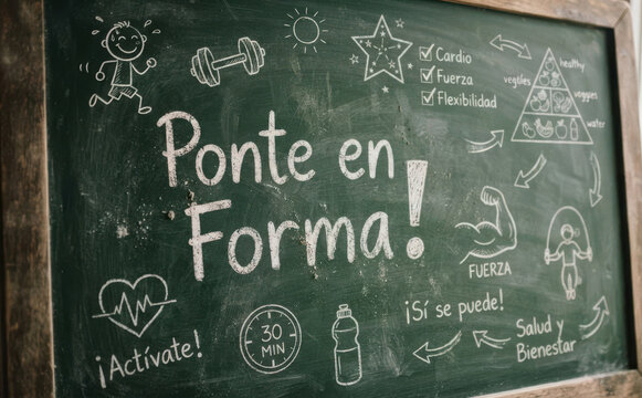 Ponte en Forma pizarra tiza fitness ejercicio salud bienestar nutricion deporte motivacion estilo vida