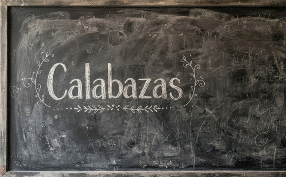 Calabazas escrito con tiza en pizarra negra para educacion escolar y proyectos de decoracion