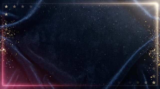 American patriotic background with stars, glowing red and blue border, dark textured space and generous copy space for Independence Day media design