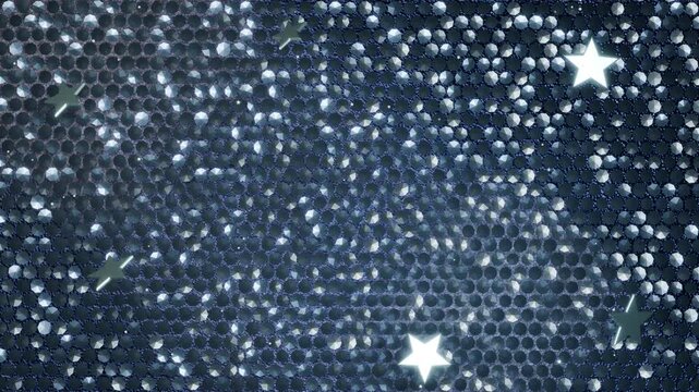 Silver Stars on Midnight Blue Sequins - Seamless Holiday Loop