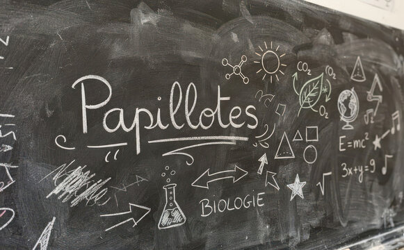 Papillotes ecriture tableau noir ecole science education apprentissage cours