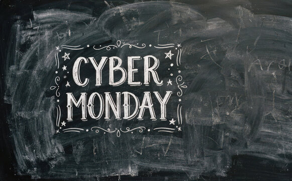 CYBER MONDAY tableau noir et ecriture de craie, promotion et vente en ligne pour le commerce electronique