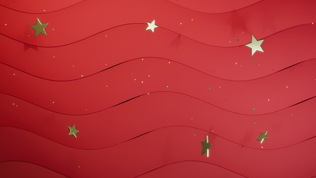 Gold Stars on Scarlet Layered Paper