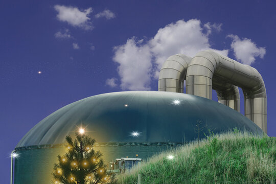 W&auml;rmeerzeugung und Stromeinspeisung aus Biogasanlage in der Weihnachtszeit und an kalten Wintertagen 