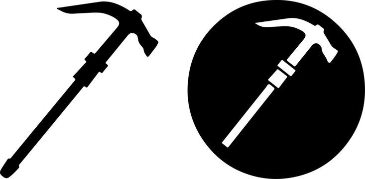 Ice axe hiking climbing rescue tool vector icon set