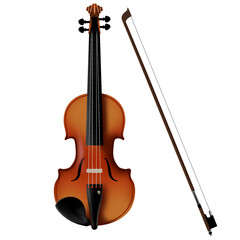Violin with bow isolated classical music instrument illustration  © Ani