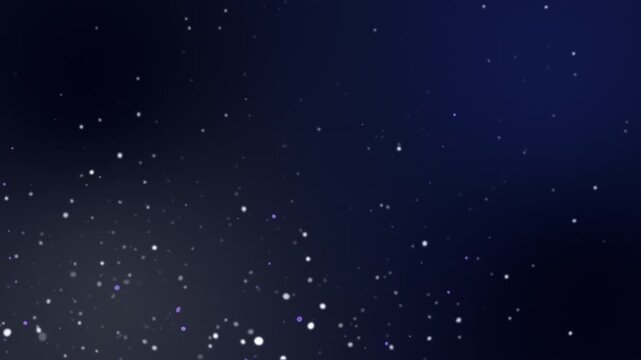 Animated particles floating on dark blue background loop