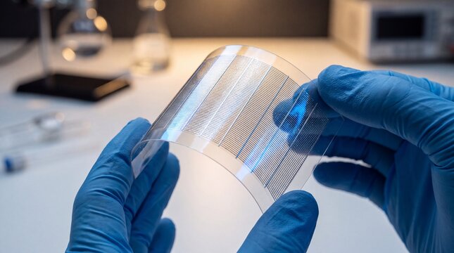 Engineer flexing photovoltaic film