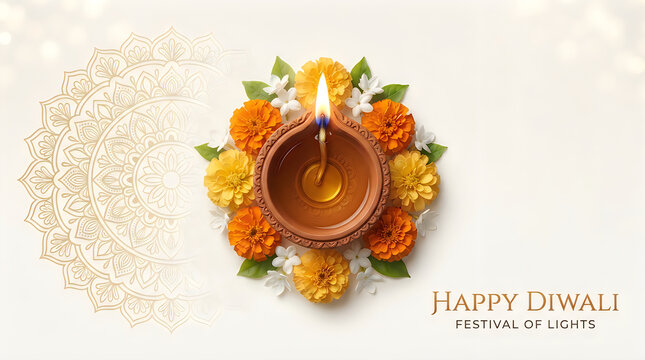 Celebrating the festival of lights a beautiful and intricate paper graphic depicting a traditional indian rangoli design symbolizing prosperity happiness and the triumph of light