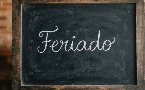 Feriado escrito a giz em quadro negro representando descanso feriado e pausa no trabalho