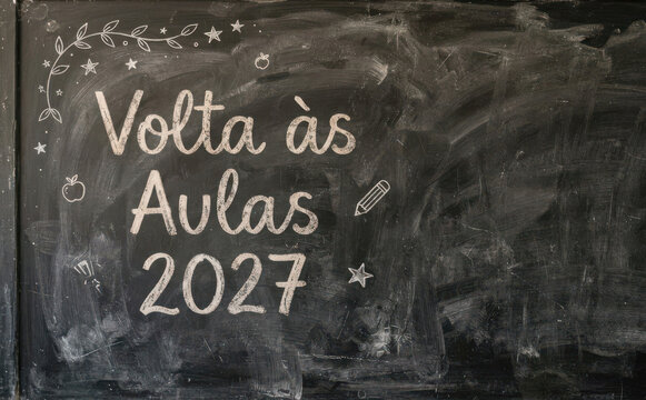 Volta as Aulas 2027 quadro negro escolar educacao e aprendizado