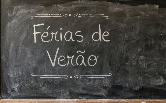 F&eacute;rias de Ver&atilde;o escrito em giz no quadro negro conceito de escola educacao e ferias