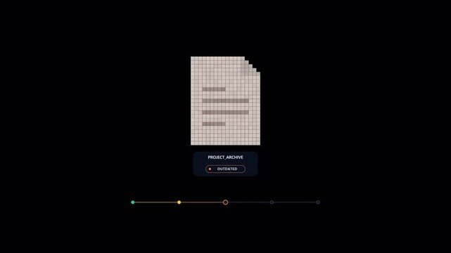 Digital file data decay animation with pixel disintegration for waste data management. Futuristic data archiving and deletion animation with fragmented files on transparent background. 4K