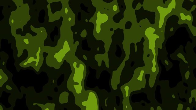 Seamless looping green military camouflage abstract pattern animation