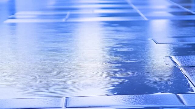 雨後の路面を流れる水の膜 シームレスループ動画背景 16:9 4K