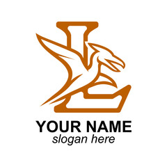 Pterodactyl and Letter L Logo © BUGIS DESAIN