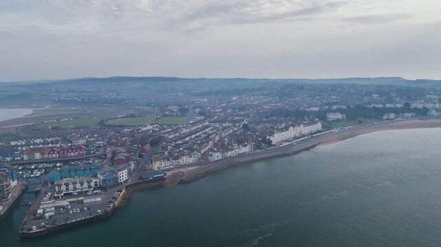 Exmouth and River Exe Dawlish Warren from a drone, Devon, England, United Kingdom