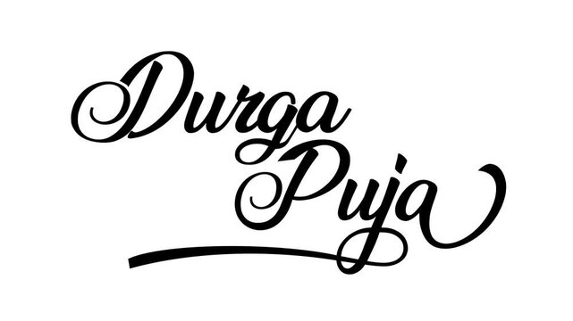 Durga puja typography animation celebrates festive traditions, ideal for holiday greetings, social media posts, event promos, invitations, and videos.