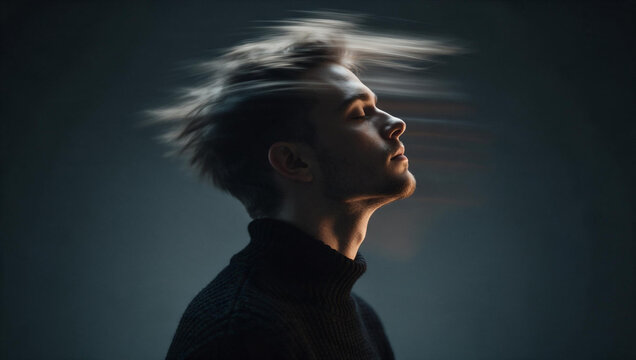 Man with Motion Blur Depicting Mental Health and Thoughts