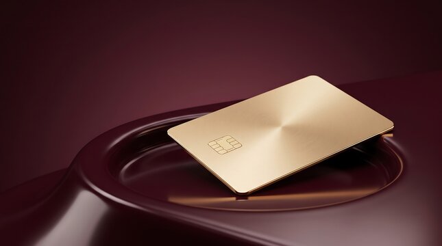 Gold credit card resting on a dark surface
