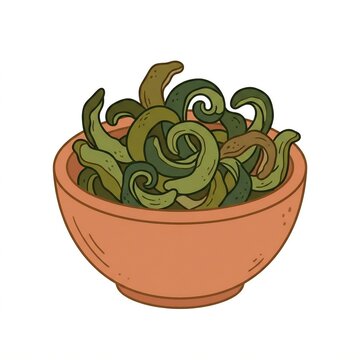 Fresh Fiddlehead Fern Fronds in Clay Bowl Indonesian Tumis Pakis Culinary Vegetable Vector Illustration Isolated on White Background -  Indonesian spice, bumbu dapur, cooking ingredient