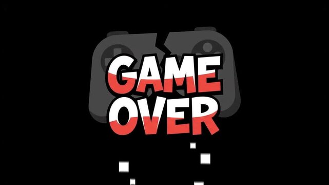Game over Motion Graphics with Broken Controller Animation for Video Games