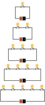 Simple Series Circuit With Battery And Light Bulbs Educational Electricity Illustration