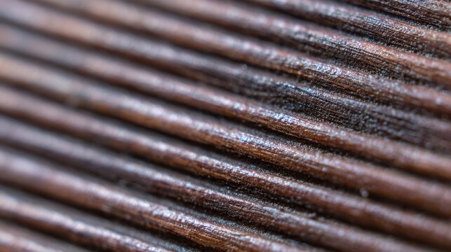 lignin. Extreme close-up of the metallic wood grain on a dark brown board. safety posters, maintenance manuals, designed for industrial assembly lines and welding operations, used by engineers.
