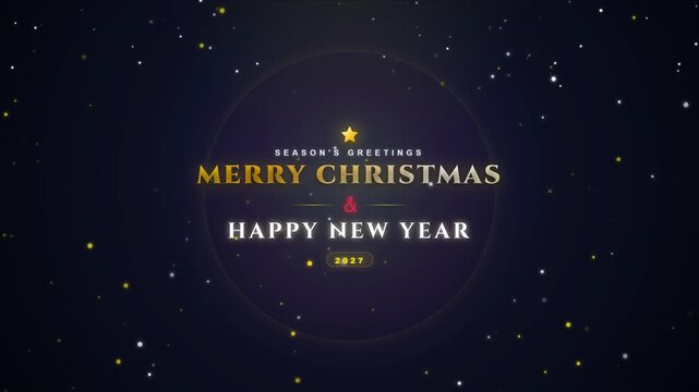 Merry Christmas and Happy New Year Greeting Animation, Festive Holiday Wishes Motion Graphics