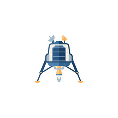 Lunar Lander Spacecraft Logo with Rocket Engine, Satellite Antenna and Landing Legs Vector Illustration © Rizki