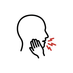 Fototapeta premium Sore Throat Symptom Icon with Person Touching Neck and Red Pain Marks