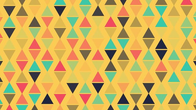 Seamless loop of a twinkling triangle mosaic on a yellow background