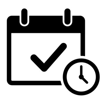 Schedule management calendar checkmark and clock vector