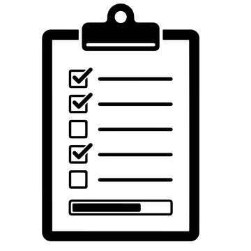 Checklist clipboard boxes marks and progress bar vector