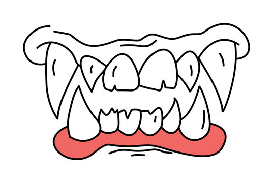 scary monster mouth with jagged teeth and red gums
