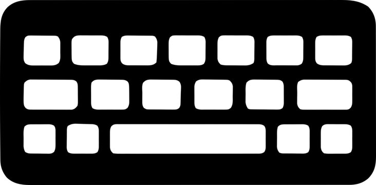 Computer keyboard black silhouette vector icon