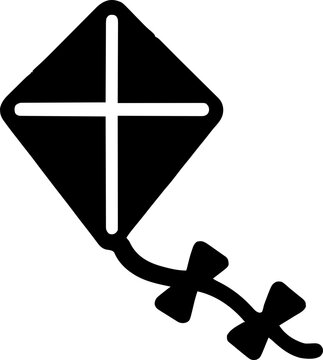 Diamond kite with bow tail black silhouette vector icon