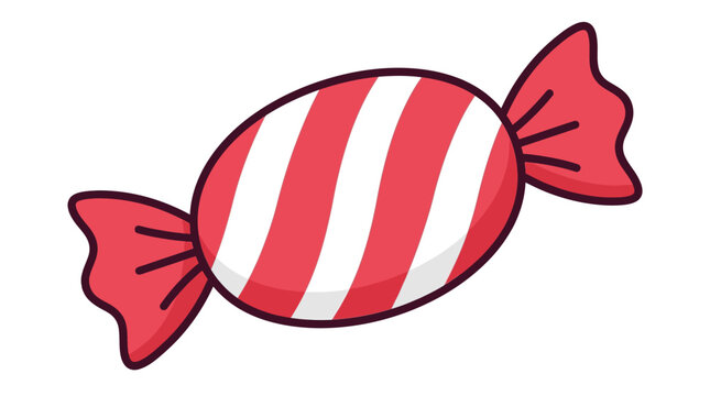 sweet oval shaped wrapped hard candy in clean outline style