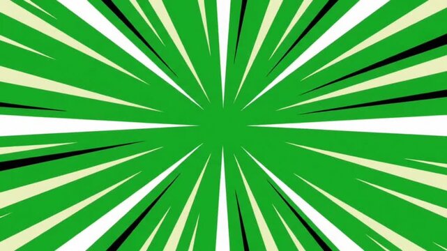 Flat 2D radial comic speed lines impact animation on green screen