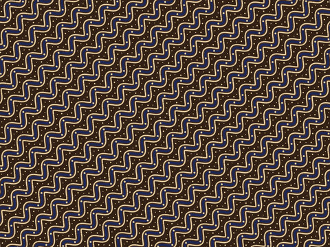 Indonesian batik parang inspired seamless diagonal pattern in brown, cream and indigo