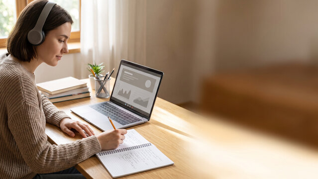 Student Learning Online with Laptop at Home