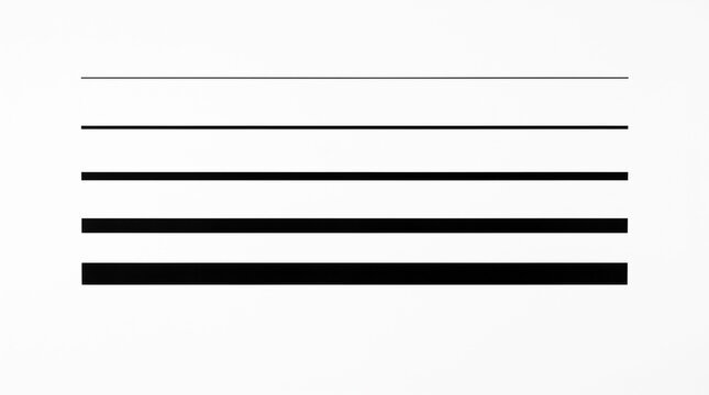 Five black horizontal lines with varying stroke thicknesses on a white