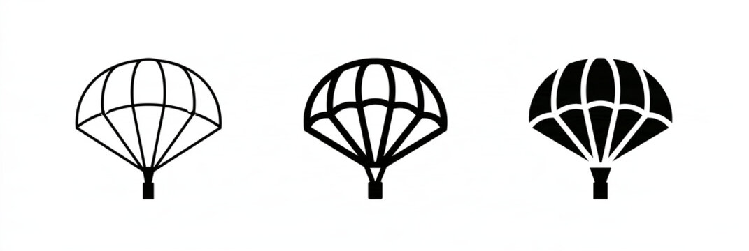 Hot air balloon designs parachute basket sky adventure isolated on