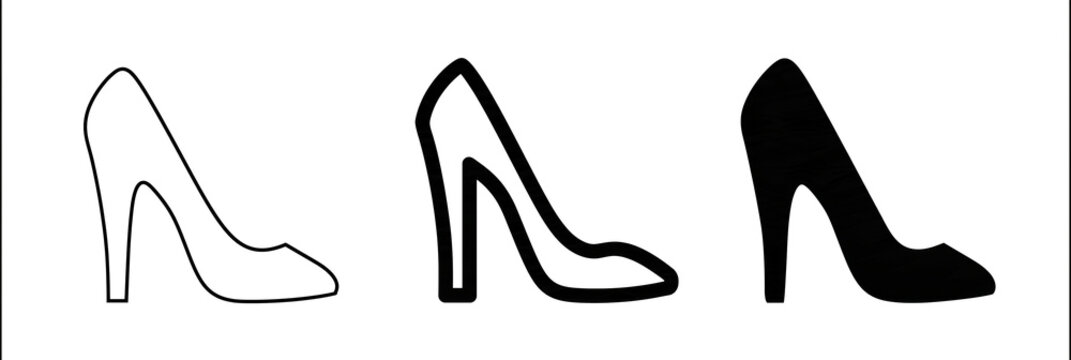 High heel shoes icons isolated on transparent background